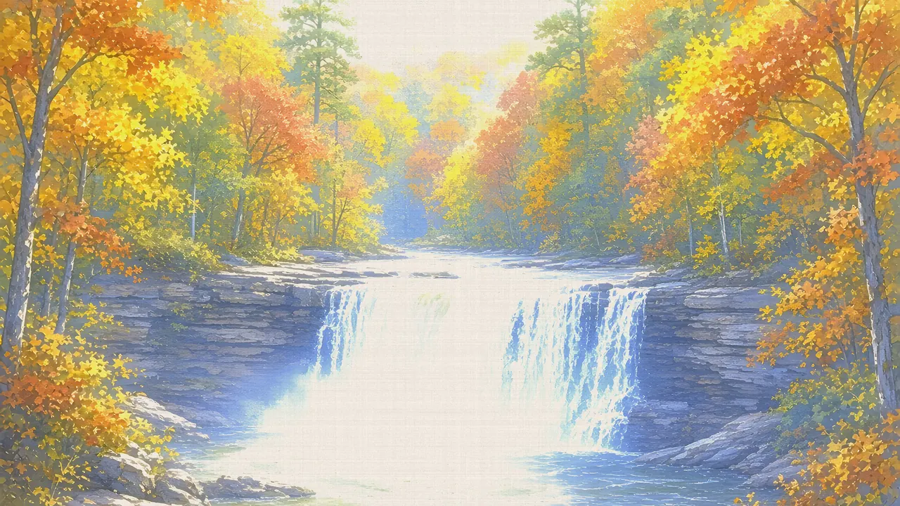 Watercolor: Little River Falls, Little River Canyon National Preserve, Fort Payne