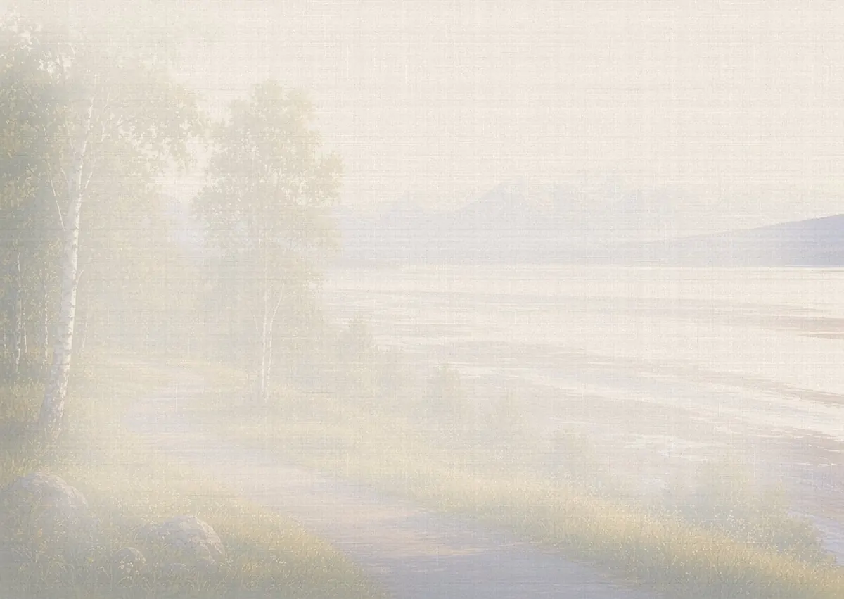 Soft watercolor wash: Tony Knowles Coastal Trail with the Chugach Mountains, Anchorage