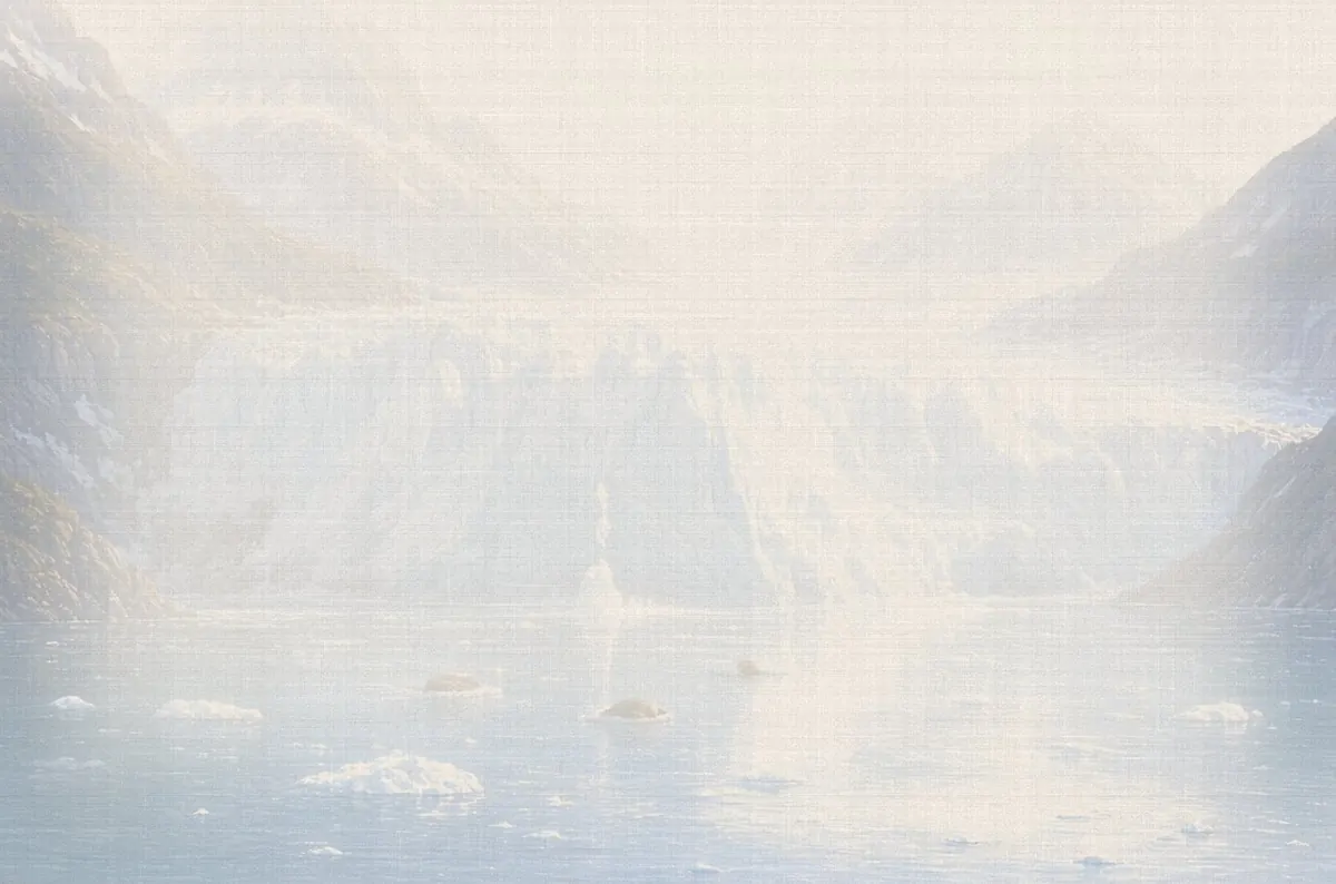 Soft watercolor wash: Aialik Glacier calving into Aialik Bay, Kenai Fjords