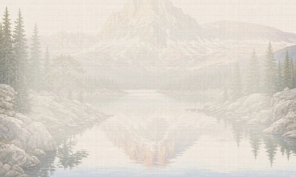 Soft watercolor wash: Dream Lake with Hallett Peak, Rocky Mountain National Park