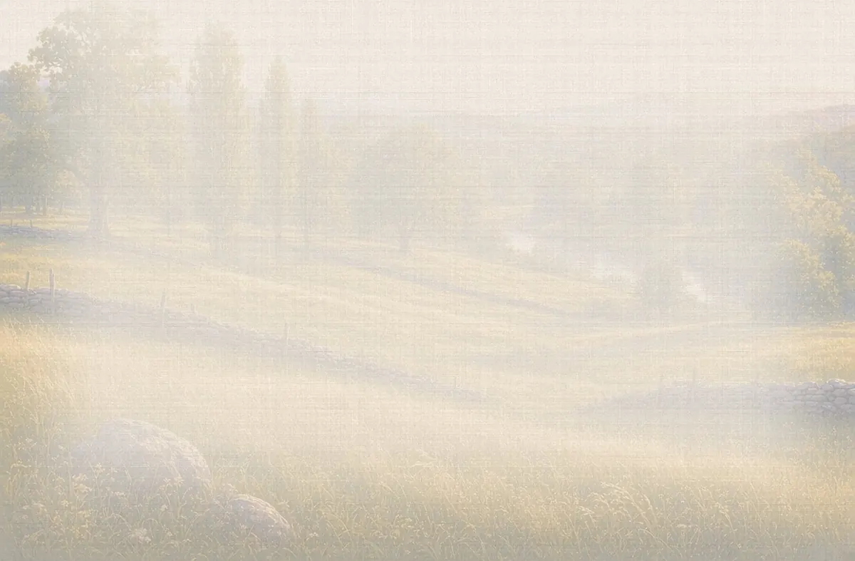 Soft watercolor wash: Brandywine Creek State Park meadows and dry-stone walls