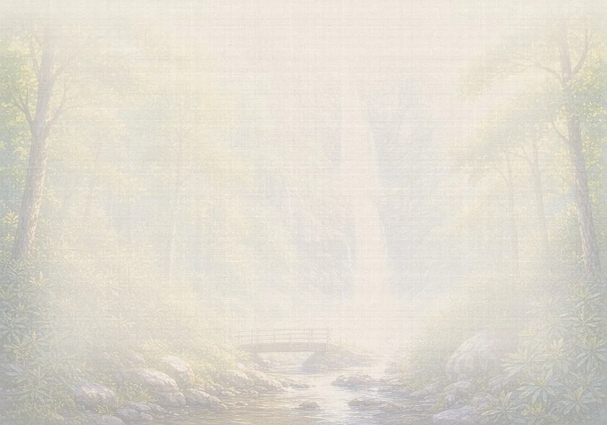 Soft watercolor wash: Amicalola Falls cascading through forest