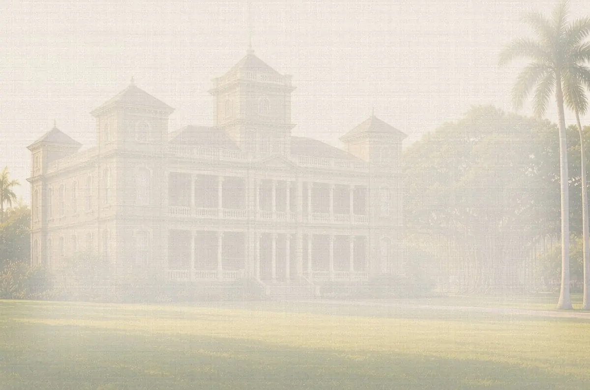 Soft watercolor wash: ʻIolani Palace, Honolulu
