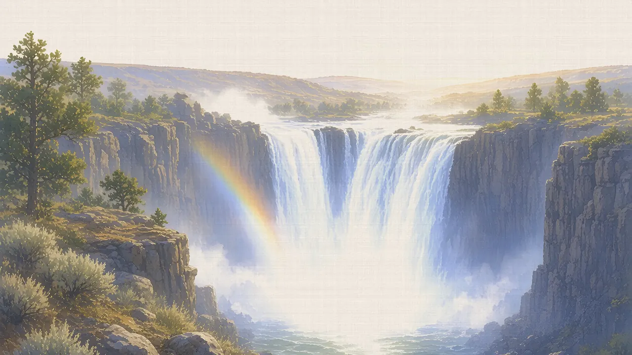Watercolor: Shoshone Falls on the Snake River, Twin Falls