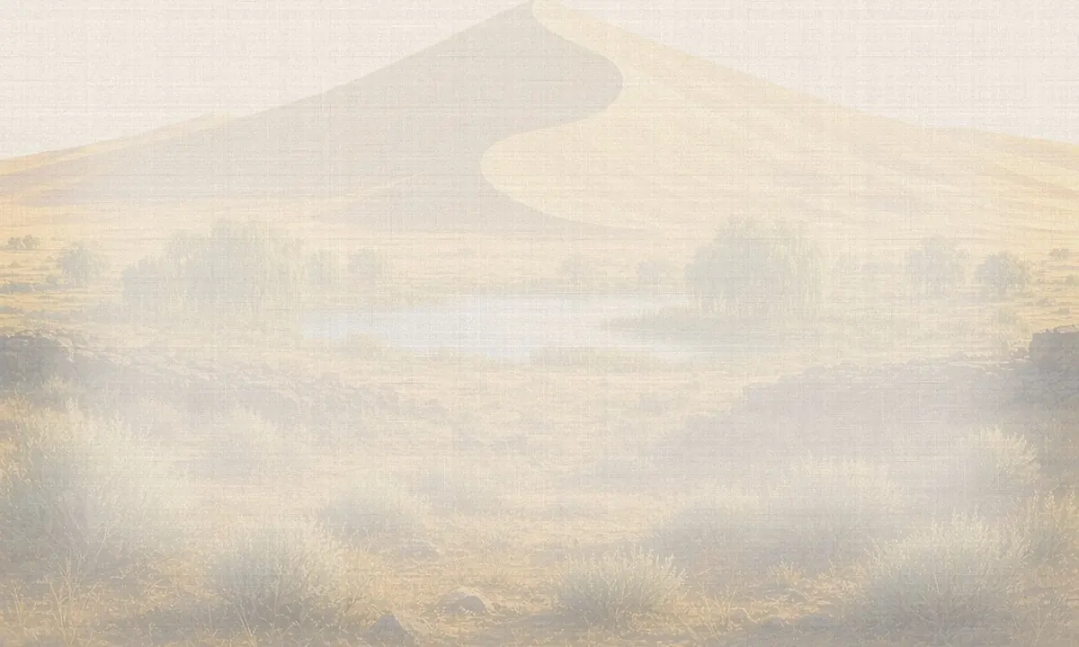 Soft watercolor wash: Bruneau Dunes and lake