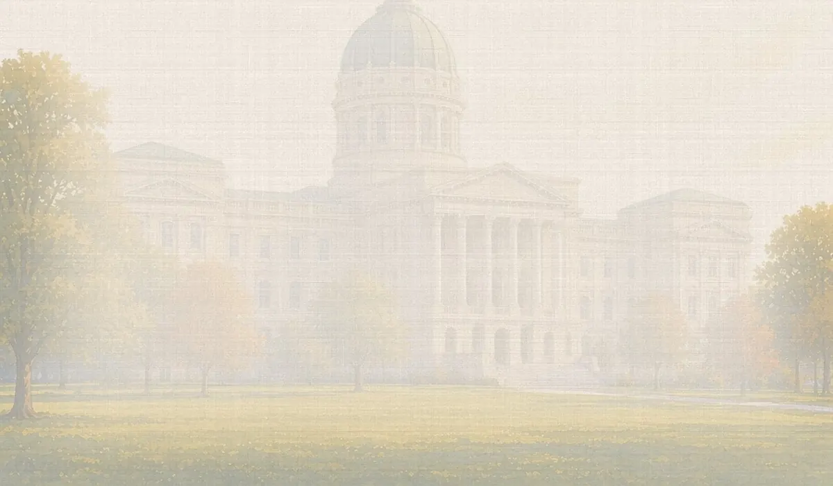 Soft watercolor wash: Indiana Statehouse dome, Indianapolis