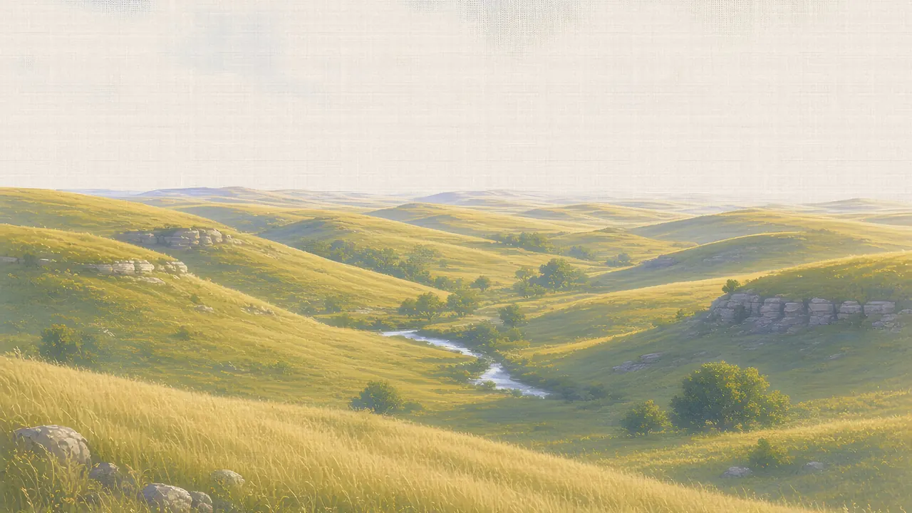 Watercolor: Tallgrass Prairie National Preserve in the Flint Hills