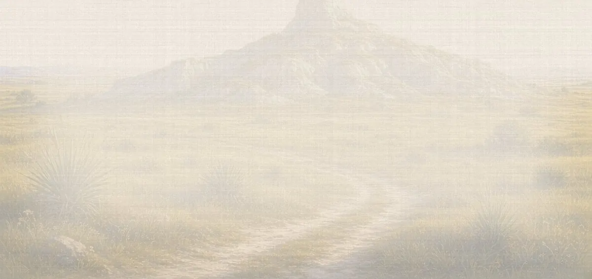 Soft watercolor wash: Castle Rock chalk pillar, Gove County