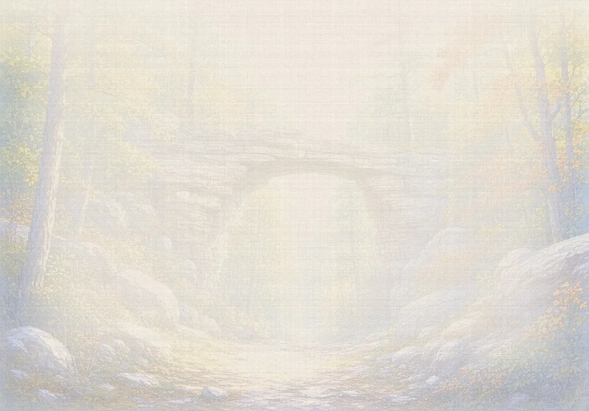 Soft watercolor wash: Natural Bridge sandstone arch, Slade