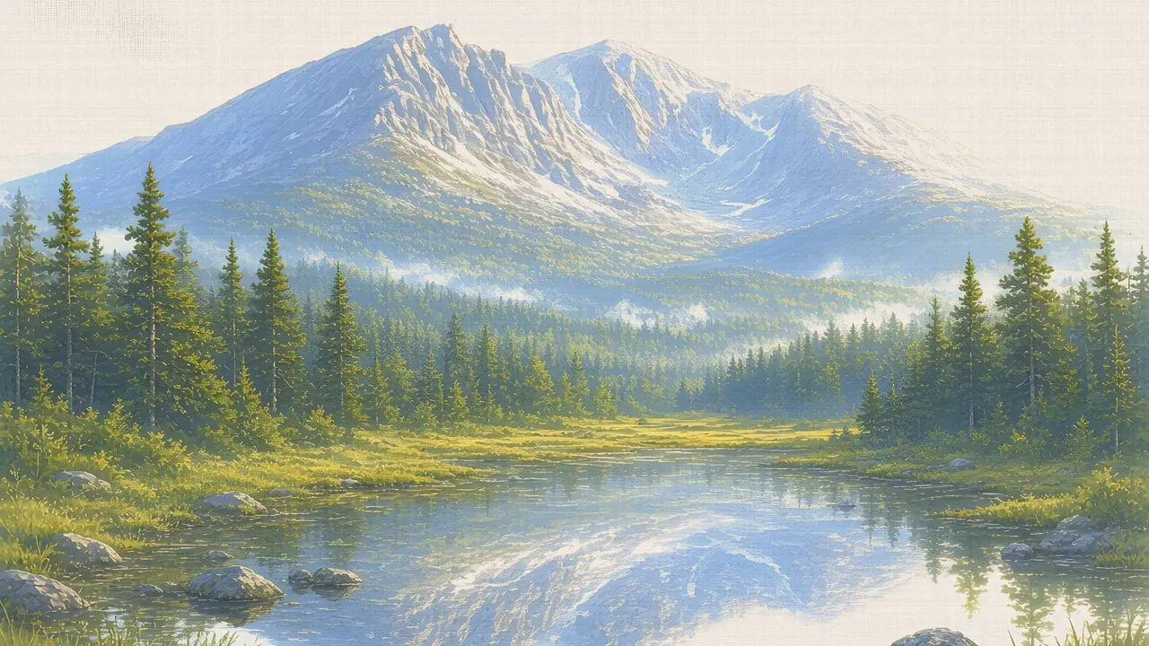 Watercolor: Mount Katahdin above Sandy Stream Pond, Baxter State Park