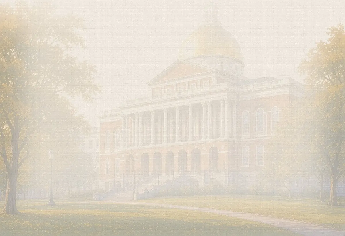 Soft watercolor wash: Massachusetts State House gold dome