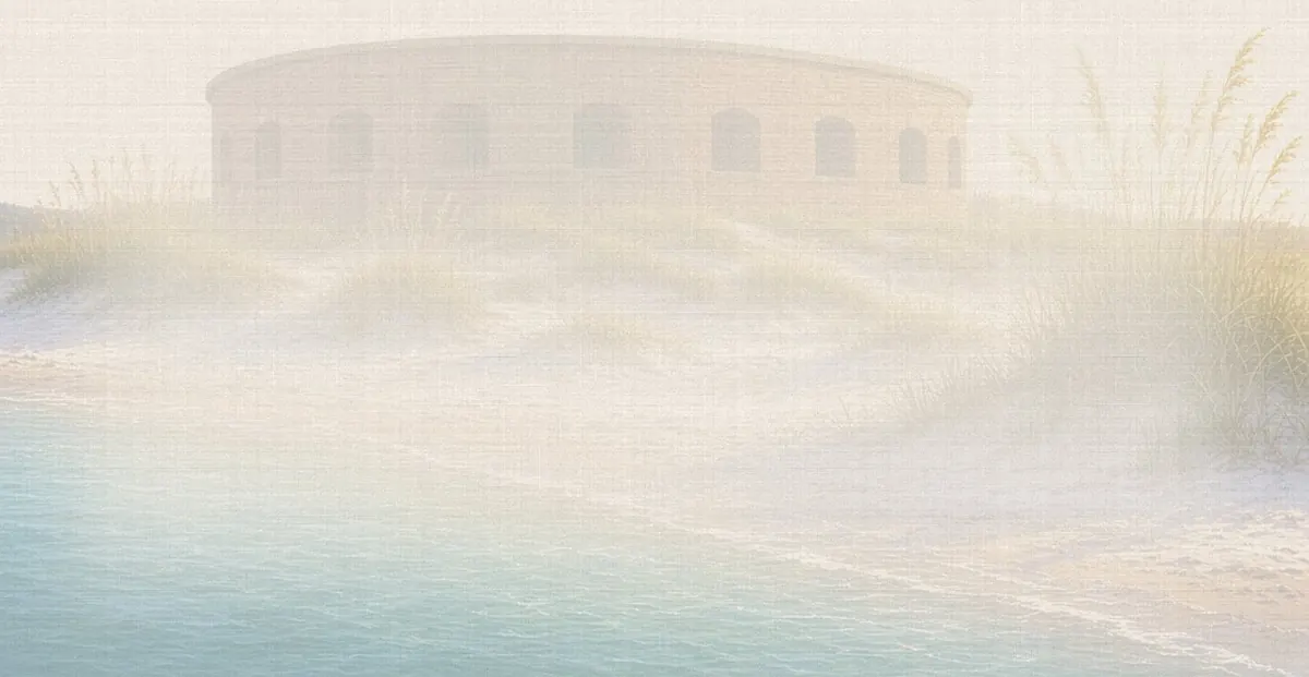 Soft watercolor wash: Fort Massachusetts on Ship Island