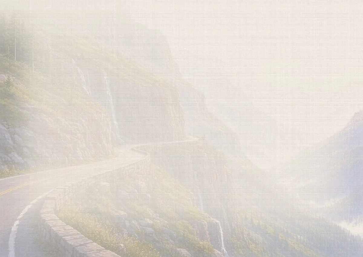 Soft watercolor wash: Going-to-the-Sun Road near Logan Pass, Glacier NP