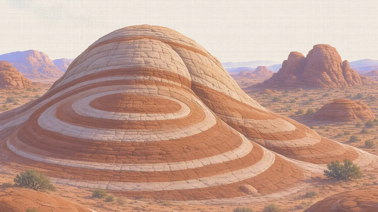 Watercolor: Fire Wave and red Aztec sandstone, Valley of Fire State Park