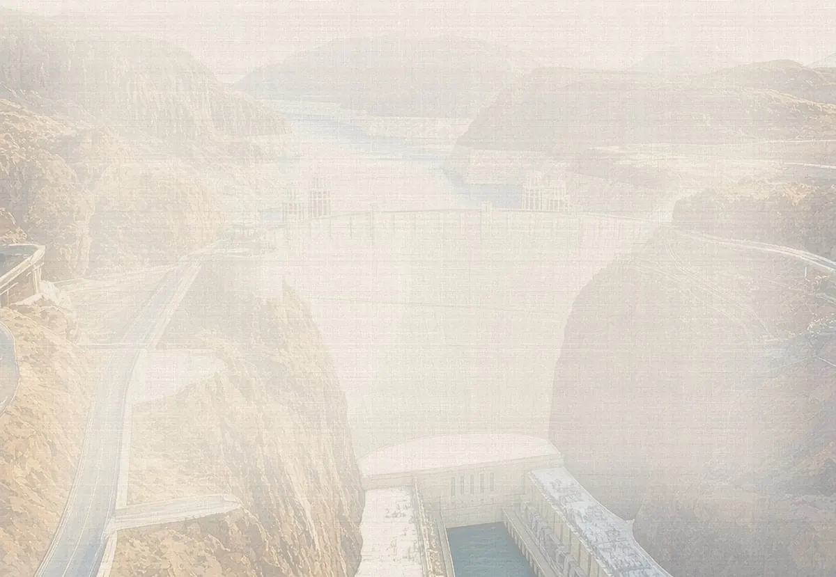 Soft watercolor wash: Hoover Dam and Lake Mead from the Mike O'Callaghan–Pat Tillman bridge