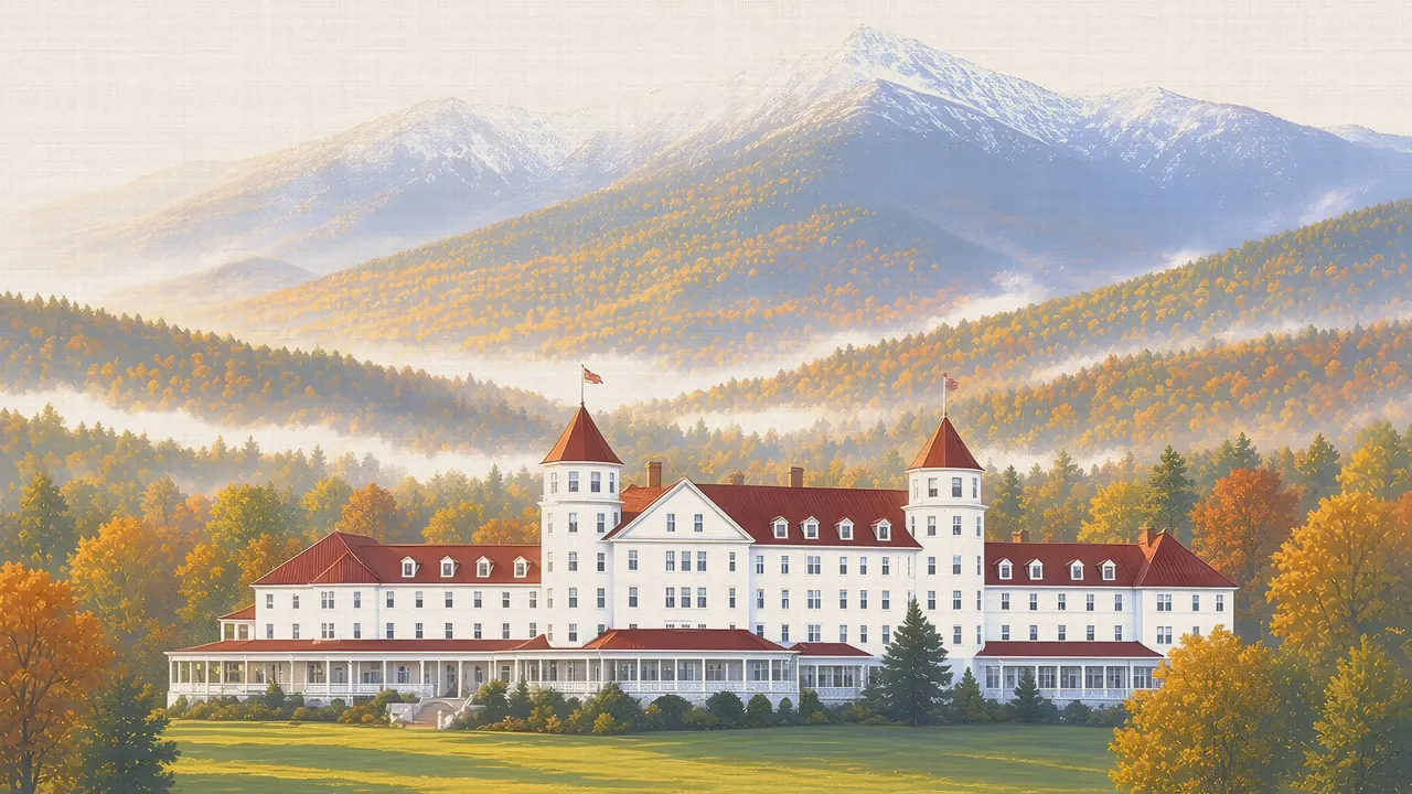 Watercolor: Mount Washington and the Presidential Range above the Omni Mount Washington Hotel, Bretton Woods