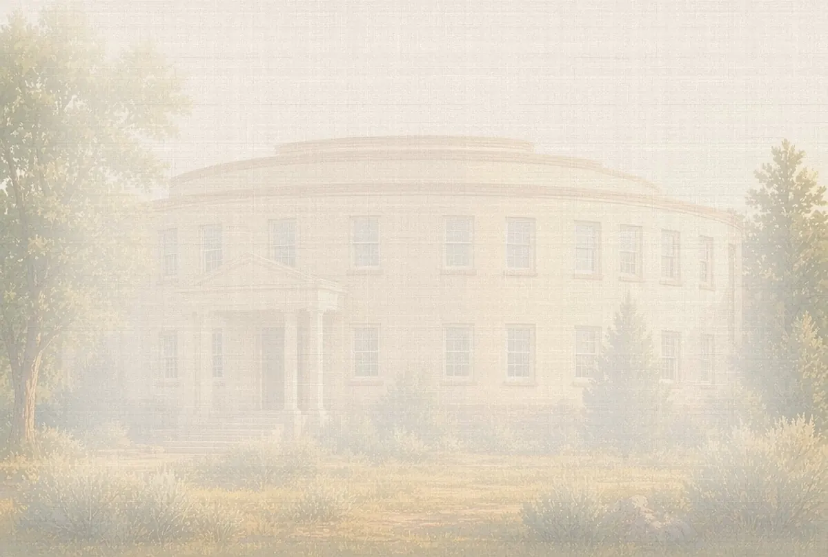 Soft watercolor wash: New Mexico State Capitol (the Roundhouse), Santa Fe