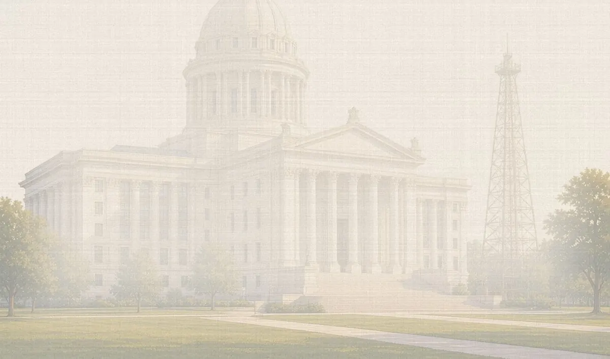 Soft watercolor wash: Oklahoma State Capitol with its dome, Oklahoma City