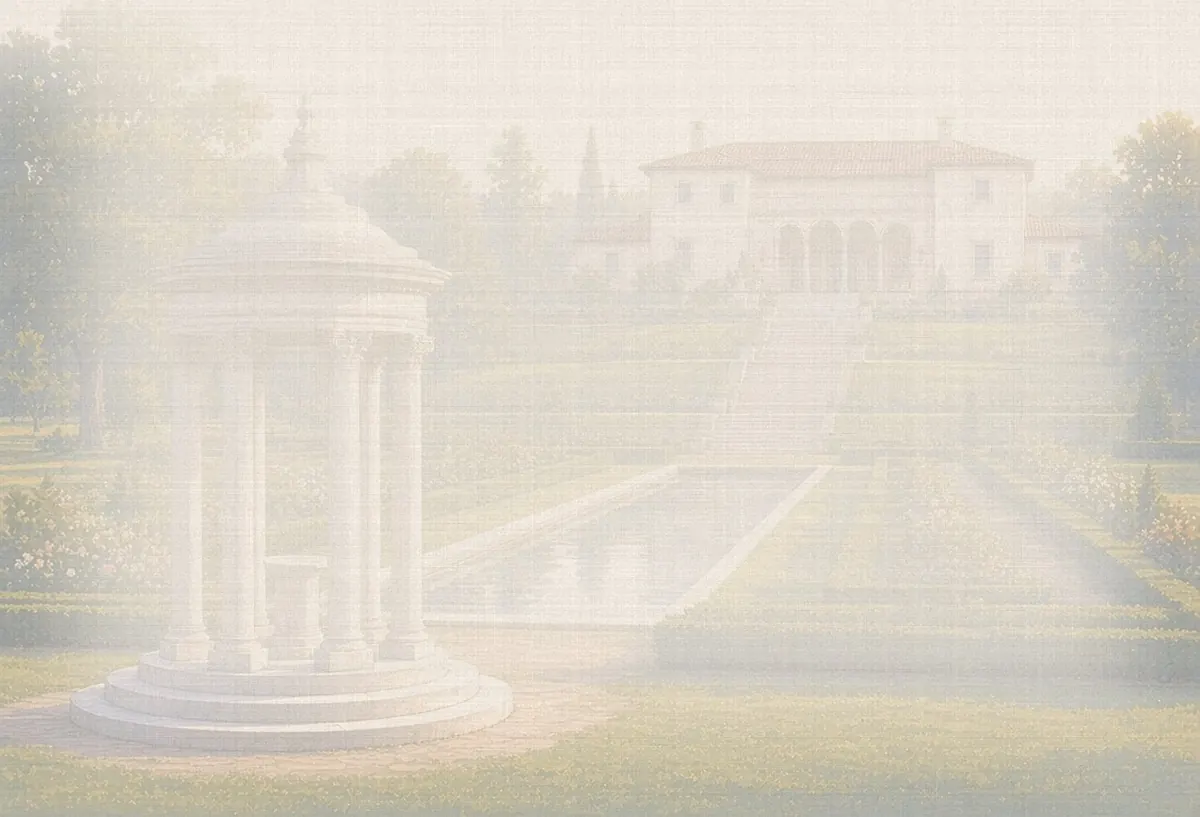 Soft watercolor wash: Philbrook Museum gardens, Tulsa