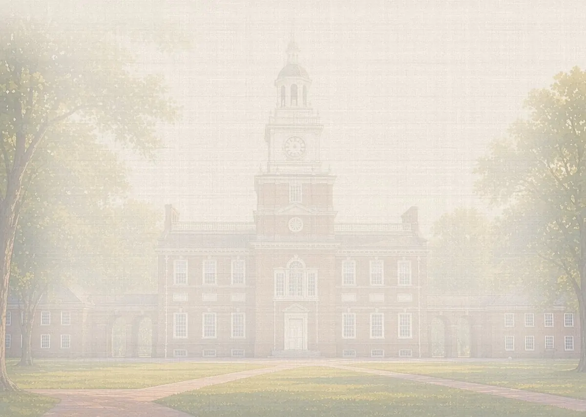Soft watercolor wash: Independence Hall, Philadelphia
