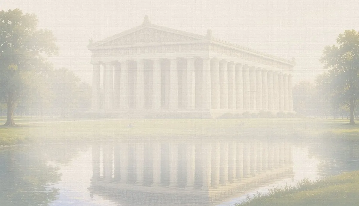 Soft watercolor wash: The Parthenon replica in Centennial Park, Nashville
