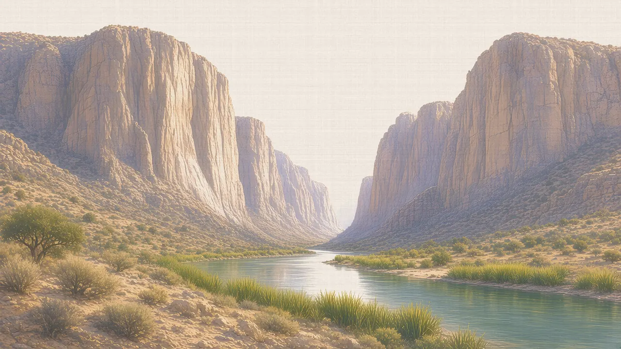 Watercolor: Santa Elena Canyon and the Rio Grande, Big Bend National Park