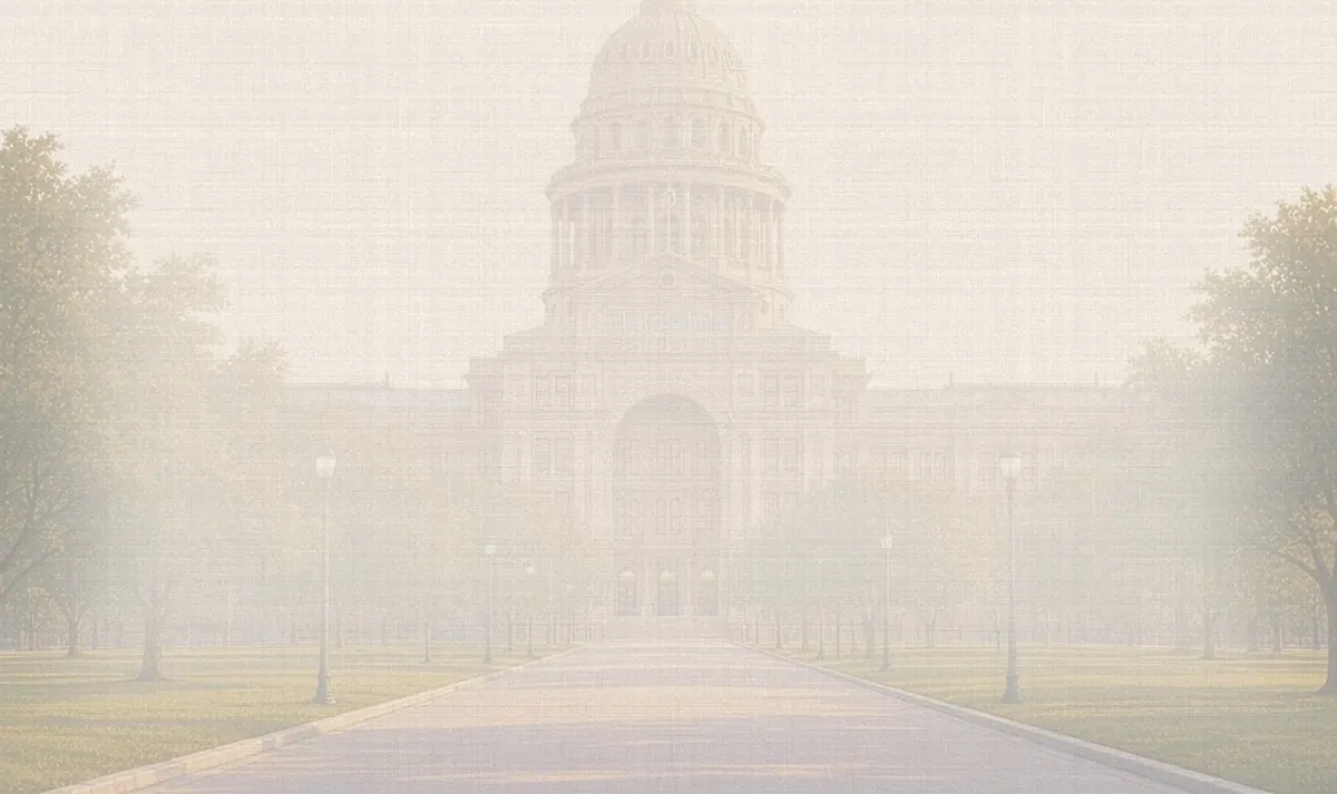 Soft watercolor wash: Texas State Capitol, Austin, pink granite dome