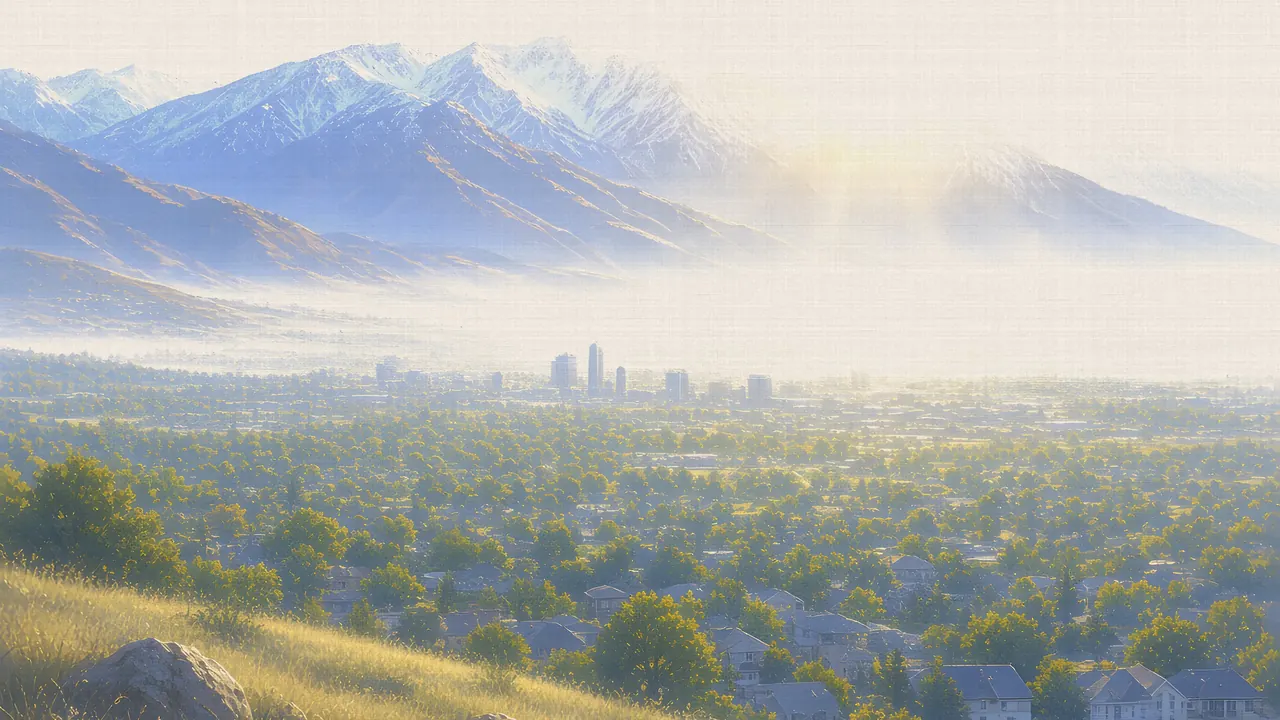 Watercolor: Wasatch Range above the Salt Lake Valley at dawn