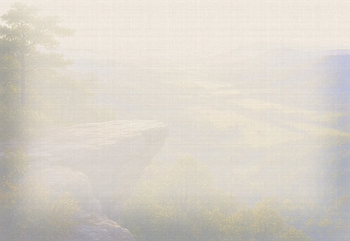 Soft watercolor wash: McAfee Knob rock ledge over the Catawba Valley